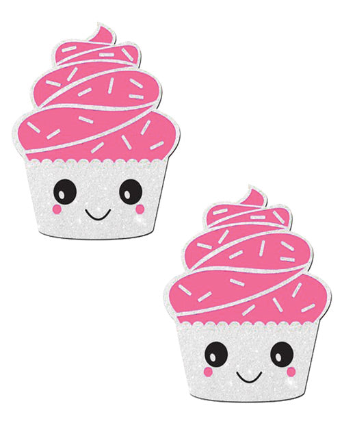 Cache-tétons adhésifs scintillants pour cupcakes Pasties Premium - Blanc, Taille unique