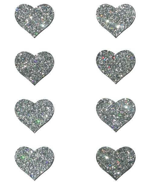 Pastease Cœurs pailletés Premium Mini - Argent Lot de 8