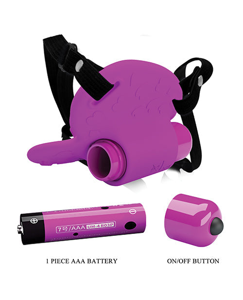 Joli masseur clitoridien à bandoulière en forme de cœur - Fuchsia