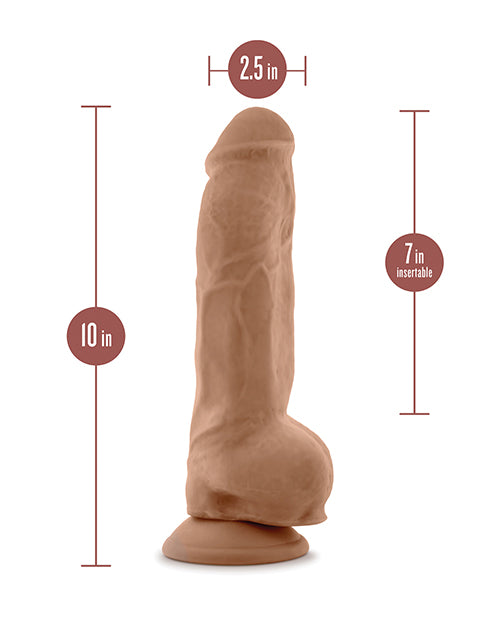 Blush Au Natural 10" gros gode réaliste avec testicules - Moka