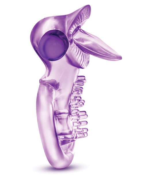 Anneau pénien vibrant double anneau "Blush Play with Me Lick it" - violet
