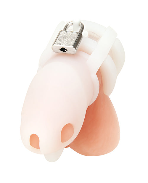 Jaula de castidad de silicona de 2" Blue Line para pene con separador de bolas - Blanca