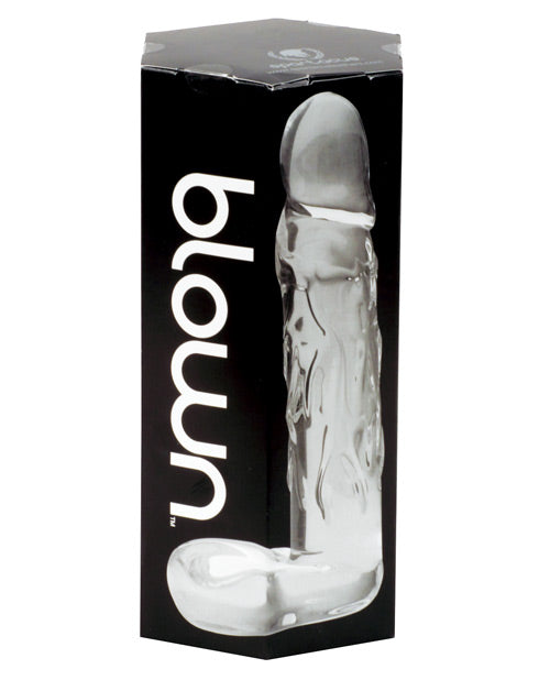 Réaliste Dildo Soufflé | Dildo en Verre | Gros Dildo | Dildo Veiné Large | Poignée Transparente de 9,5 cm