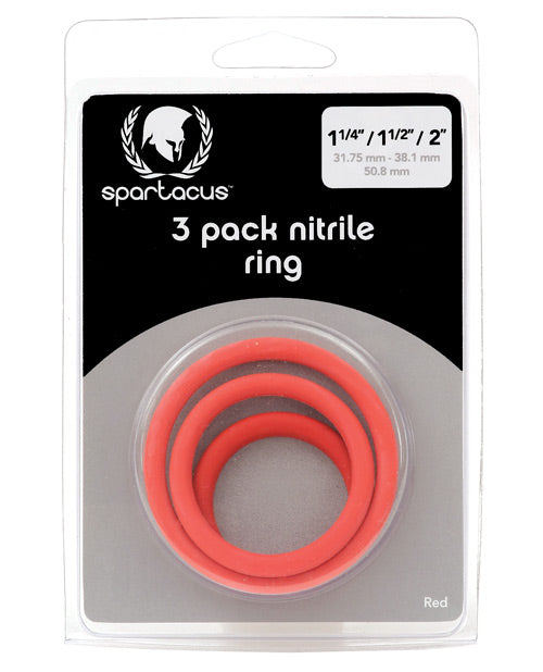 Juego de anillos para pene Spartacus Nitrilo - Rojo Pack de 3