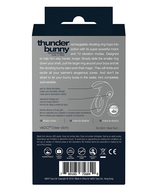 VeDO Thunder Bunny Bague Double Rechargeable - Perle Noire