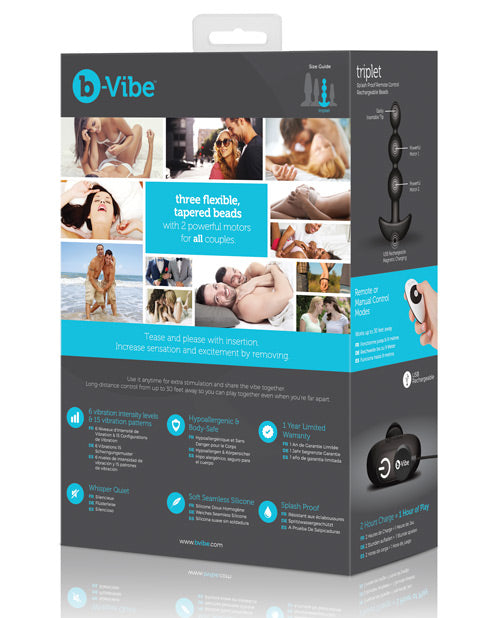 B-Vibe Cuentas Anal B-Vibe Remote Triplet - Negro