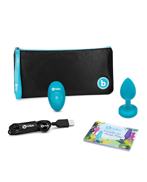 B-Vibe Control Remoto Vibrador Joya Anal (S/M) - Azul Verdoso