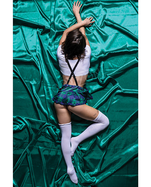 Disfraz de Colegiala Sensual de 6 piezas, color verde, talla S/M