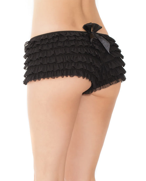 Pantalones Cortos con Volantes y Detalle de Lazo Trasero Negro OS/XL