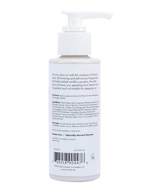 CGC Loción Corporal Brillante para Cupcakes Rosas con Brillo - 4 oz Plateada