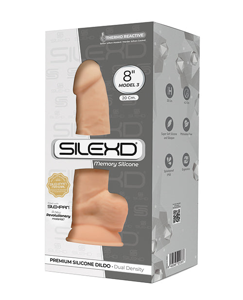 Dildo grande SilexD Modelo 3 de 8" | Dildo de silicona con memoria Silexpan | Dildo de ventosa color marfil
