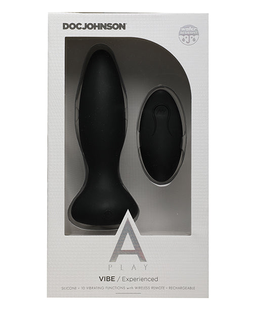Un plug anal Play rechargeable en silicone expérimenté avec télécommande - Noir