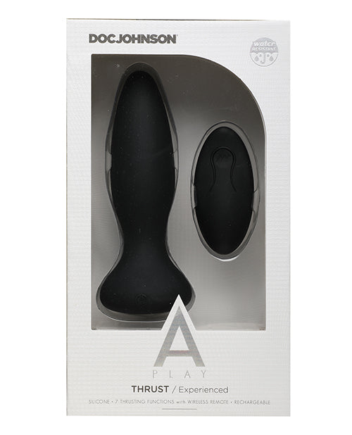 Un plug anal en silicone rechargeable Play Thrust Experience avec télécommande - Noir