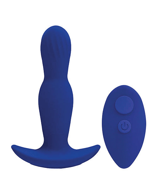 Un plug anal de silicona recargable A Play Expander con control remoto - Azul real