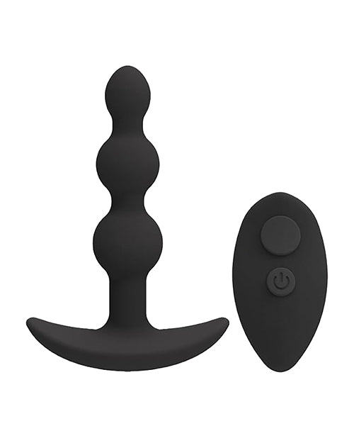 Un plug anal en silicone rechargeable Play Beaded avec télécommande - Noir