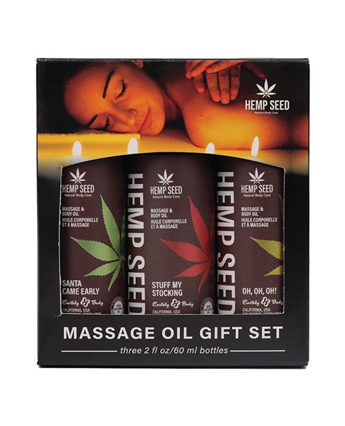 Coffret Cadeau Huile de Massage de Noël 2024 Earthly Body - Assortiment de 3 flacons de 2 oz