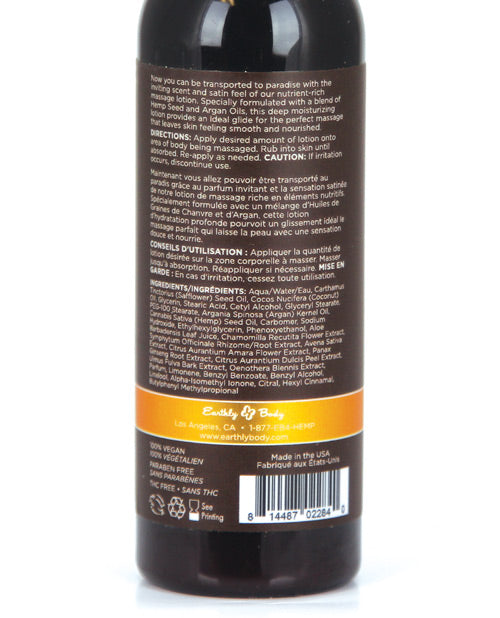 Loción de masaje con semillas de cáñamo Earthly Body - Dreamsicle de 2 oz