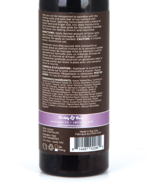 Loción de masaje con aceite de semilla de cáñamo Earthly Body - 2 oz Lavanda