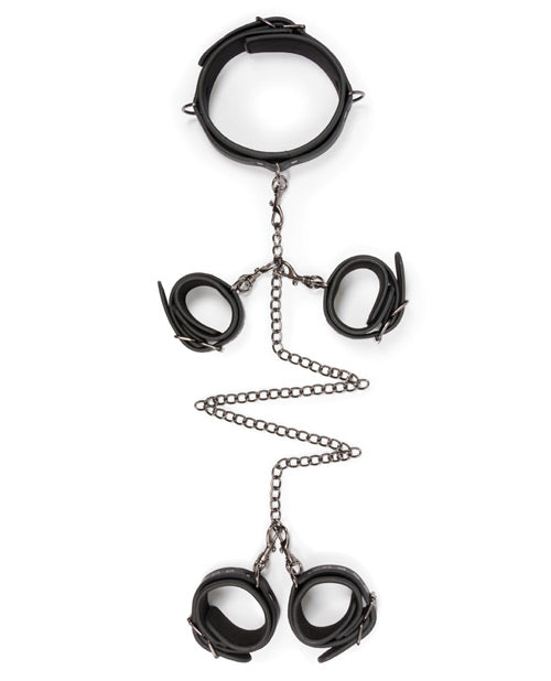 Easy Toys Ensemble Fétiche avec Collier, Menottes de Cheville et de Poignet - Noir