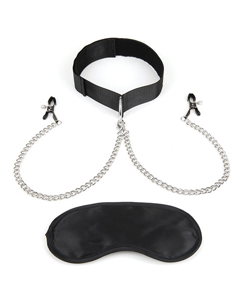 Collier fétiche de luxe et pinces à tétons avec pinces de pression réglables