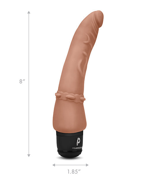 Powercocks Vibrador realista anal delgado de 7" - Moca