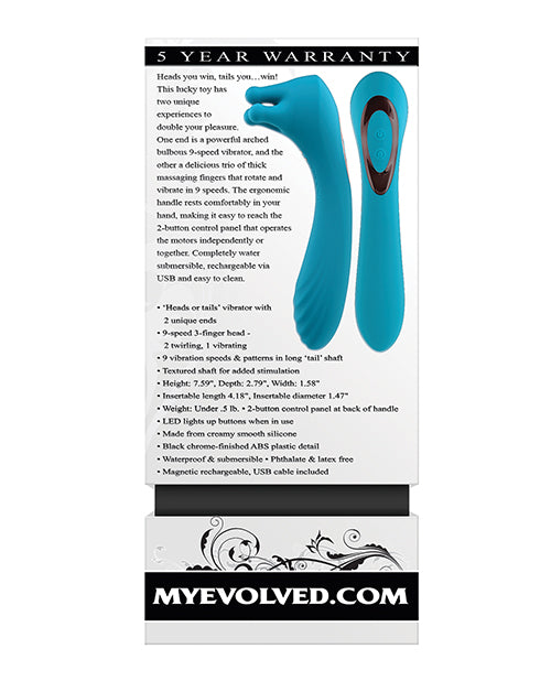 Vibrador Recargable Evolved Heads or Tails - Azul Verdoso