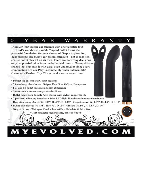 Kit de jeu à quatre positions Evolved | Vibromasseur Balle Noir-Or Rose | Vibromasseur point G 7 vitesses | Vibromasseur clitoridien étanche