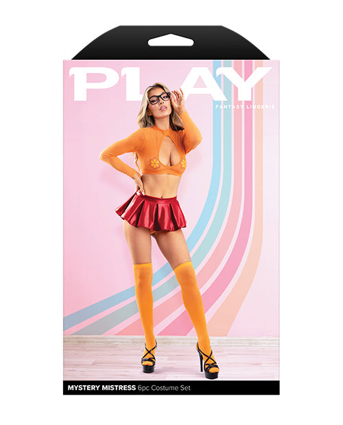 Ensemble 6 pièces Mystery Mistress – Orange/Rouge M/L