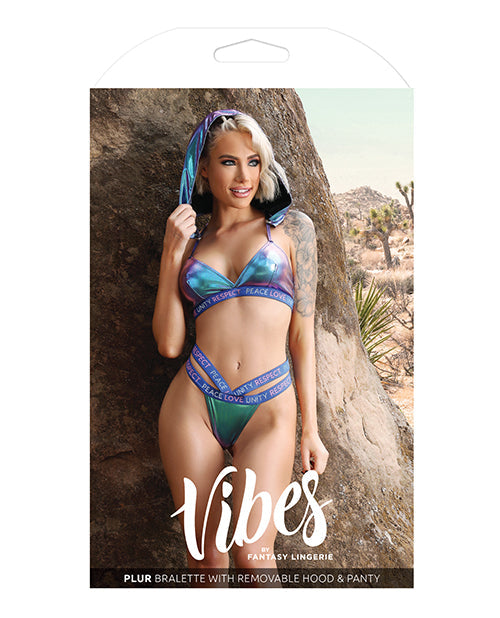 Vibes Plur Bralette avec Capuche Amovible & Culotte Iridescent S/M