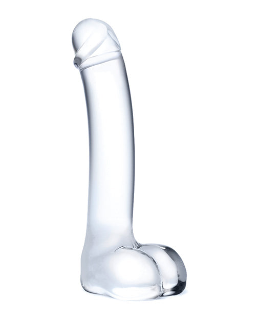 Grand gode en verre de 7" | Gode réaliste à bout nervuré | Gode en verre incurvé | Grand gode pour le point G