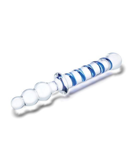 Dildo grande de cristal de 25 cm | Dildo doble Twister | Dildo realista de doble extremo | Dildo de cristal azul