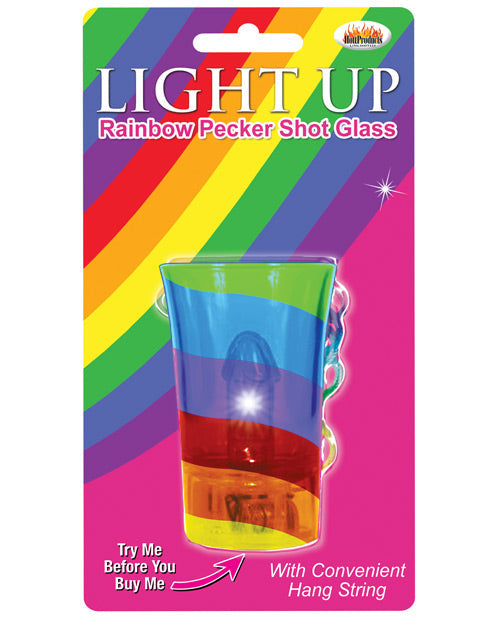Vaso de chupito de pene arcoíris con luz