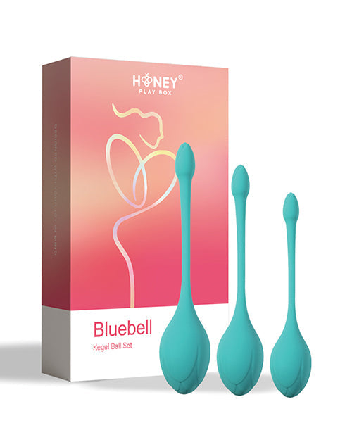 Juego de bolas chinas Bluebell Floral de 3 tamaños y pesos para ejercicios de Kegel - Azul