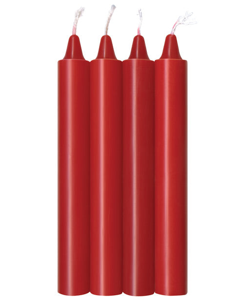 9 bougies de massage parfumées à la cire tiède, qui fondent et coulent doucement sur la peau. - Pack de 4 bougies Rouge Ardent