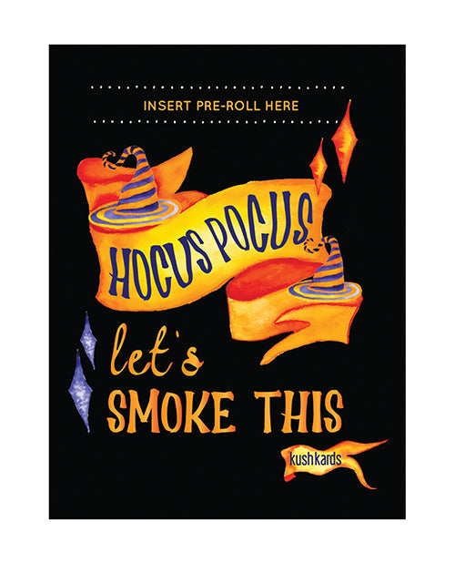 Tarjeta de felicitación Halloween Hocus Pocus con libro de cerillas