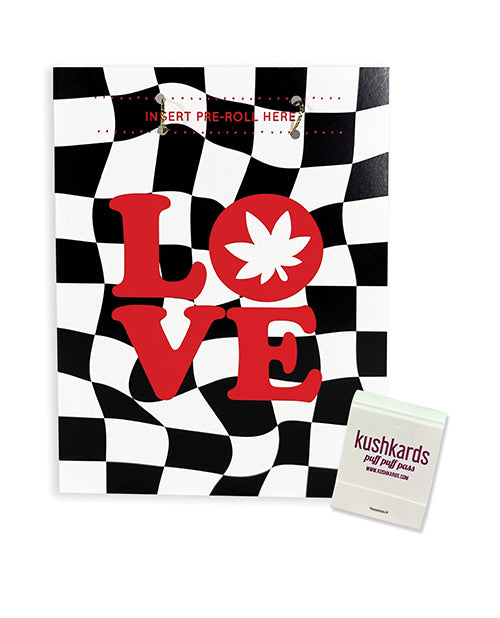 Tarjeta de felicitación retro "Love" con caja de cerillas