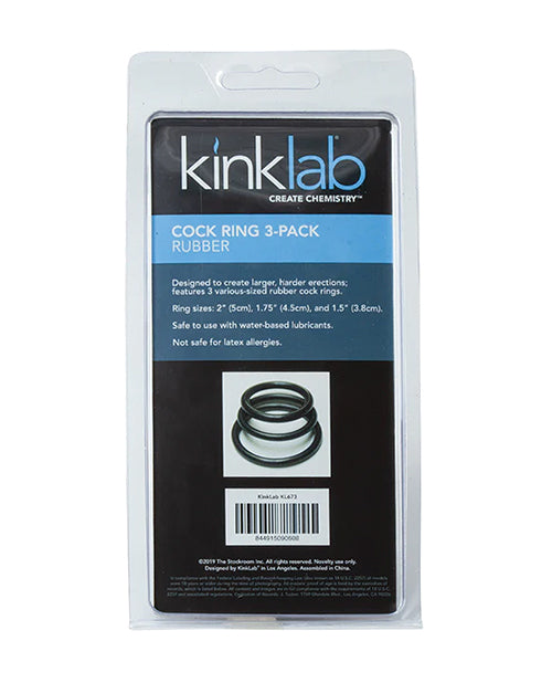 Anneau pénien en caoutchouc KinkLab - Lot de 3