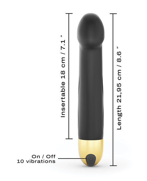 Vibrador recargable Dorcel Real Vibration M 2.0 de 21,8 cm - Negro/Dorado