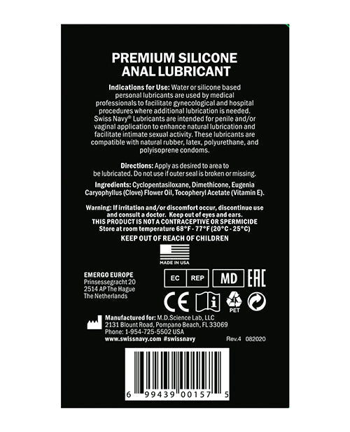 Lubricante Anal a base de Silicona Swiss Navy - 2 oz