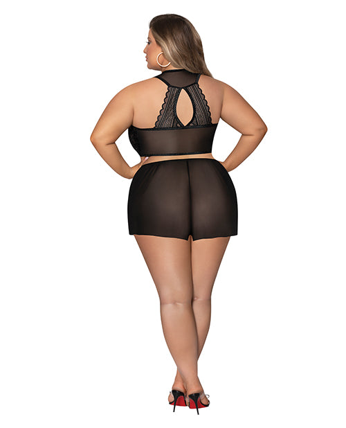 Conjunto de top halter con lazo y pantalón corto Modern Romance negro 2X