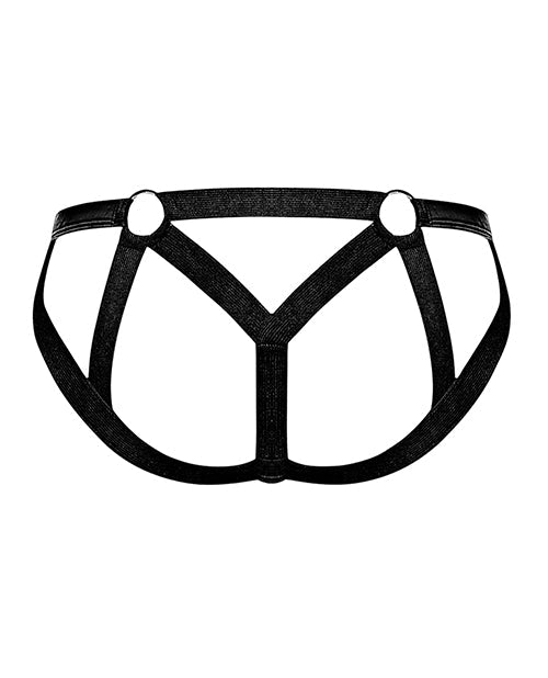 Jock con aros, tiras y acabado mate, color negro, talla S/M