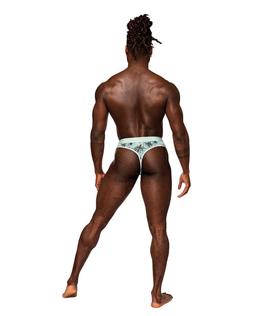Tanga de malla de poliéster y elastano con estampado transparente, flamenco S/M