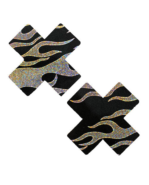 Neva Nude Robo Meltdown Holographiques Cache-tétons X Factor - Noir/Argent T/U