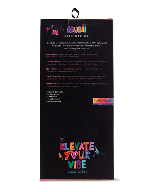 Vibromasseur lapin Nu Sensuelle | Vibromasseur point G Nubii Kiah Turbo Boost | Vibromasseur clitoridien bleu chauffant à double stimulation