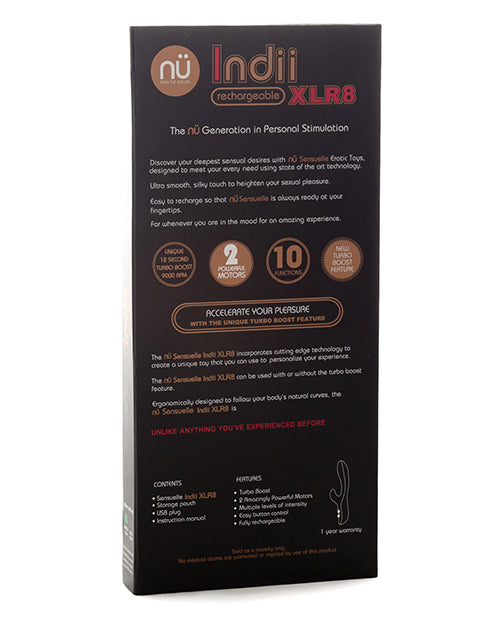 Vibrador Nu Sensuelle Indii Rabbit | Vibrador de clítoris XLR8 Turbo Boost | Vibrador de Punto G Azul Eléctrico | El mejor vibrador para mujeres