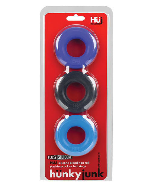 Hunky Junk Anneau de Pénis Multipack - Cobalt Pack de 3