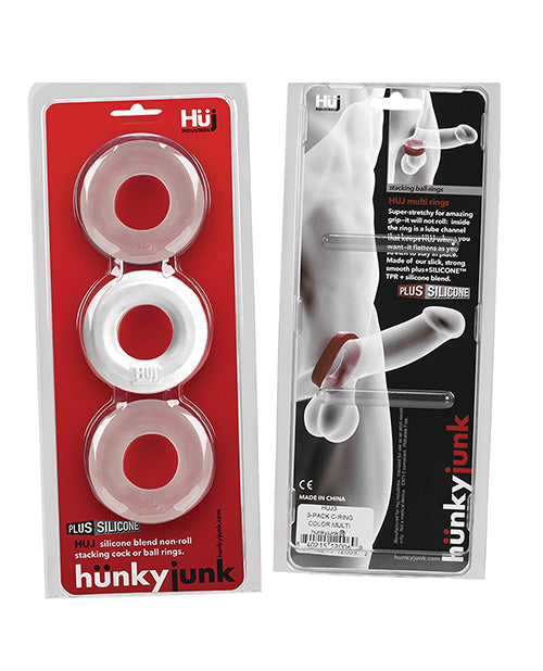 Lot de 3 anneaux Hunky Junk C Ring Multi Pack – Blanc givré