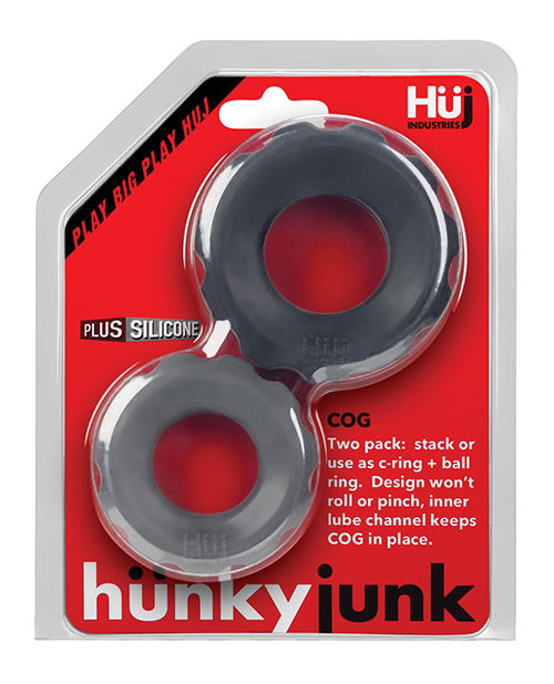 Bague d'engrenage Hunky Junk Lot de 2 tailles doubles - Lot de 2 goudron et pierre