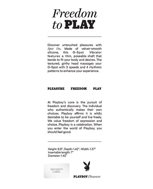 Vibromasseur point G Pleasure Spot On de Playboy - Açaï