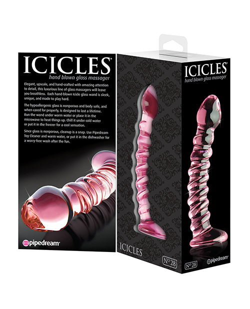Icicles n° 28 Grand gode | Gode en verre soufflé à la main | Gode réaliste transparent | Grand gode nervuré